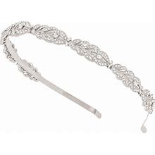 Oriamour Flower Design Rhinestone Crystal Wedding Headband Bridal Headpieces Simple Design Bridal Headband (Silver)