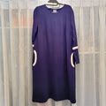 Anne Klein Dresses | Anne Klein Navy Shift Dress Long Sleeves With Pockets Size Large Nwt | Color: Blue/White | Size: L