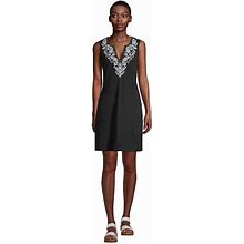 Petite Lands' End Embroidered Sleeveless Swim Cover-Up Dress