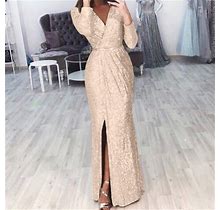 Tangnade Women's Sexy Dress Formal Gowns And Evening Dresses Sleeve V Neck Party Club Wrap Mini Dress