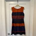 Loft Dresses | New Ann Taylor Loft Orange And Navy Patterned Dress | Color: Blue/Orange | Size: 8