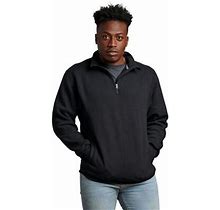Russell Athletic 1Z4HBM Dri Power Quarter-Zip Cadet Collar Sweatshirt In Black Size Small | Cotton Polyester