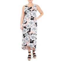 Women's Nina Leonard Printed High-Low Maxi Dress, Size: Small, Pink