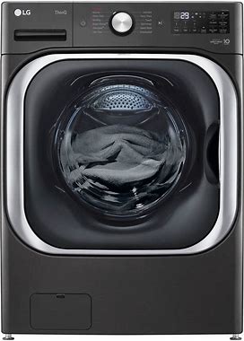 LG - 5.2 Cu. Ft. High-Efficiency Stackable Smart Front Load Washer With Steam And Turbowash - Black Steel