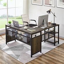 17 Stories L Shaped Computer Desk, Industrial Office Desk W/ Shelves | 30 H X 59.06 W X 55.12 D In | Wayfair 3E898f2d0ded9bcd85773a8a2118023a