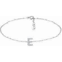 Giani Bernini Cubic Zirconia Initial Ankle Bracelet In Sterling Silver, Created For Macys - E