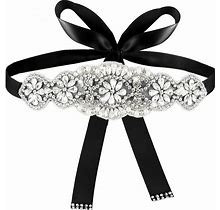 Amaxiu Bridal Flower Rhinestones Belt, Handcraft Bling Wedding Belt Bride Waist Belt Crystal Waistband For Women Dress