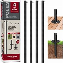 Excello Global Products Bistro String Light Poles - 4 Pack - Extends To 10 Fe...