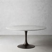 Tulip Pedestal Dining Table, 56 Round, Aged Bronze Base, Carrara Marble Top | Williams Sonoma