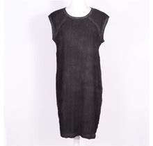 Helmut Lang Gray Acid Wash Cotton/Silk Blend Crepe Tank Dress - Sz M