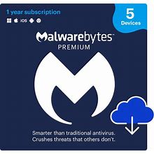 Malwarebytes Premium | 1 Year, 5 Device | PC, Mac, Android [Online Code]