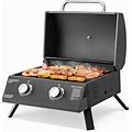 Giantex Portable Gas Grill, 2 Burners Max. 20,000 Btus Total, Tabletop Propane Grill With Built-In Thermometer, Folding Legs, Grease Collector,