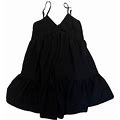 Urban Outfitters Dresses | Urban Outfitters Tiered Ruffle Babydoll Dress Xs Black Sleeveless | Color: Black | Size: Xs