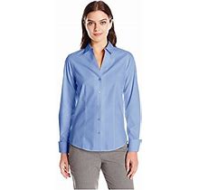 Foxcroft Women's Long Sleeve Non Iron Stretch Shirt, Blue, Small