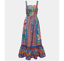 Farm Rio, Stiched Garden Cotton Maxi Dress, Women, Multicolor, L, Dresses