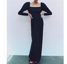 Zara Dresses | Zara Pleated Long Dress | Color: Black | Size: S
