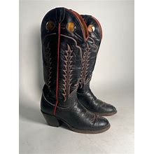 Tony Lama Buckaroo Bullhide Cowboy Western Boots Black Leather 6361 Mens 5 B USA