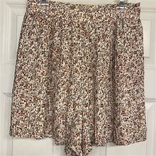 Loft Shorts | Loft Pleated Floral Dress Shorts | Color: Green/White | Size: M
