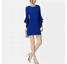 Laundry By Shelli Segal Cobalt Blue Bell Sleeve Cocktail Dress