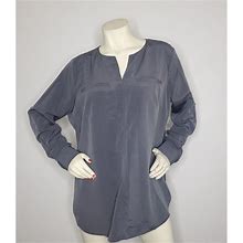 Lands' End Tops | Lands' End Women's Roll Sleeve Splitneck Tunic Soft Blouse Soapstone 18 | Color: Gray | Size: 18