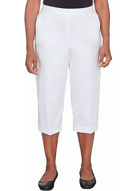 Women's Alfred Dunner Pull On Button Hem Twill Capri Pants, Size: 10, White