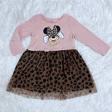 H&M Dresses | H&M Disney Minnie Mouse Leopard Print Little Girls Dress | Color: Pink | Size: 2-4 Years