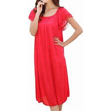 Women's Lingerie Summer Home Lace Ice Silk Short Sleeve Loose Plus Oversize Nightgown Dress For Women