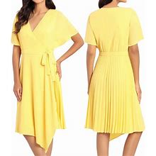 Maggy London Dresses | Maggy London Daffodil Crepe Wrap Dress | Color: Yellow | Size: 8