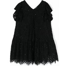 MONNALISA Sequin-Embellished Lace Dress Black