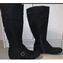 So Black Tall Microsuede Boots-Size 6.5-See Details