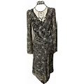 Diane Von Furstenberg Size 6 100% Silk Wrap Dress Gray Ivory Sheer