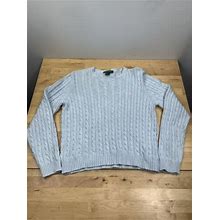 Lauren Ralph Lauren Sweater Womens L Cable Knit Light Blue Casual 7327