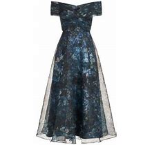 Theia Women's Auden Floral Crinkled Organza Off-The-Shoulder Midi Dress - Alfresco Floral - Size 2