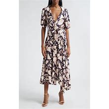 A.L.C. Emery Floral Print Tie Waist Dress In Maritime Navy Multi At Nordstrom, Size 2