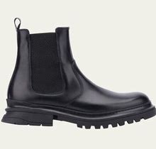 Aquatalia Men's Enrico Weatherproof Leather Chelsea Boots, Black, Men's, 8.5D, Boots Chelsea Boots