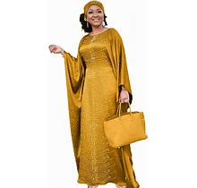 HD African Dresses For Women Fashion Beading Rhinestone Kaftan Maxi Dress