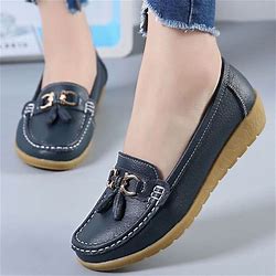 Women's Real Leather Soft Comfortable Flat Loafers Handmade Casual Shoes