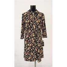 Msk Women's Petite Floral 3/4-Sleeve Mini Dress Cd4 Black/Denim/Rust