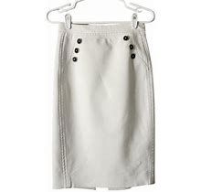 White House Black Market Skirts | Whbm Womens Knee Length Straight Pencil Skirt 2 White Lined Decorative Buttons | Color: White | Size: 2