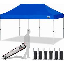 Eurmax USA 10'X20' Pop Up Canopy Tent Commercial Instant Canopies With Heavy Duty Roller Bag,Bonus 6 Sand Weights Bags (Blue)