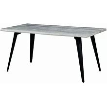 Leisuremod Ravenna Modern Rectangular Wood 63" Dining Table With Metal Legs