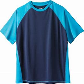 Men's Big & Tall Raglan Sleeve Swim Shirt By Kingsize In Navy Electric Turquoise (Size 7XL)