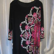 Dress Barn Dresses | Dress Barn Black/White/Pink Long Sleeve Dress 95% Polyester/5%Spandex Sz 16 Nwwt | Color: Black/Pink | Size: 16