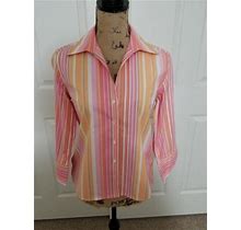 Talbots Woman's Size 4 Multi-Color Stripe 3/4 Sleeve Blouse