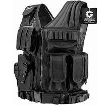 Barska VX-200 Black Adjustable Tactical Vest Left Hand With Holster, BI12154