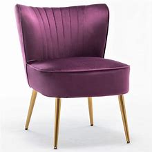 Container Furniture Direct Modern Velvet Accent Chair For Living Room, Bedroom, Or Entryway, Stylish And Comfortable Armless Design With Metal Legs,