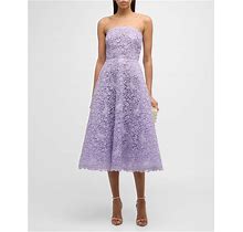 Carolina Herrera Strapless Lace Midi Dress, Lilac, Women's, 12, Cocktail & Party Wedding Guest Dresses Strapless Dresses