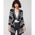 Women's Drape-Front Cardigan Sweater In Black & White Print Size XL | Chico's Outlet, Discount Final Sale,