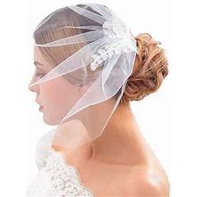 Zoestar Wedding Lace Birdcage With Comb Bridal Hair Accessories For Women (White)