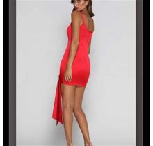 Meshki Dresses | Meshki - Blair Satin Tie-Knot Hem Mini Dress | Color: Red | Size: S